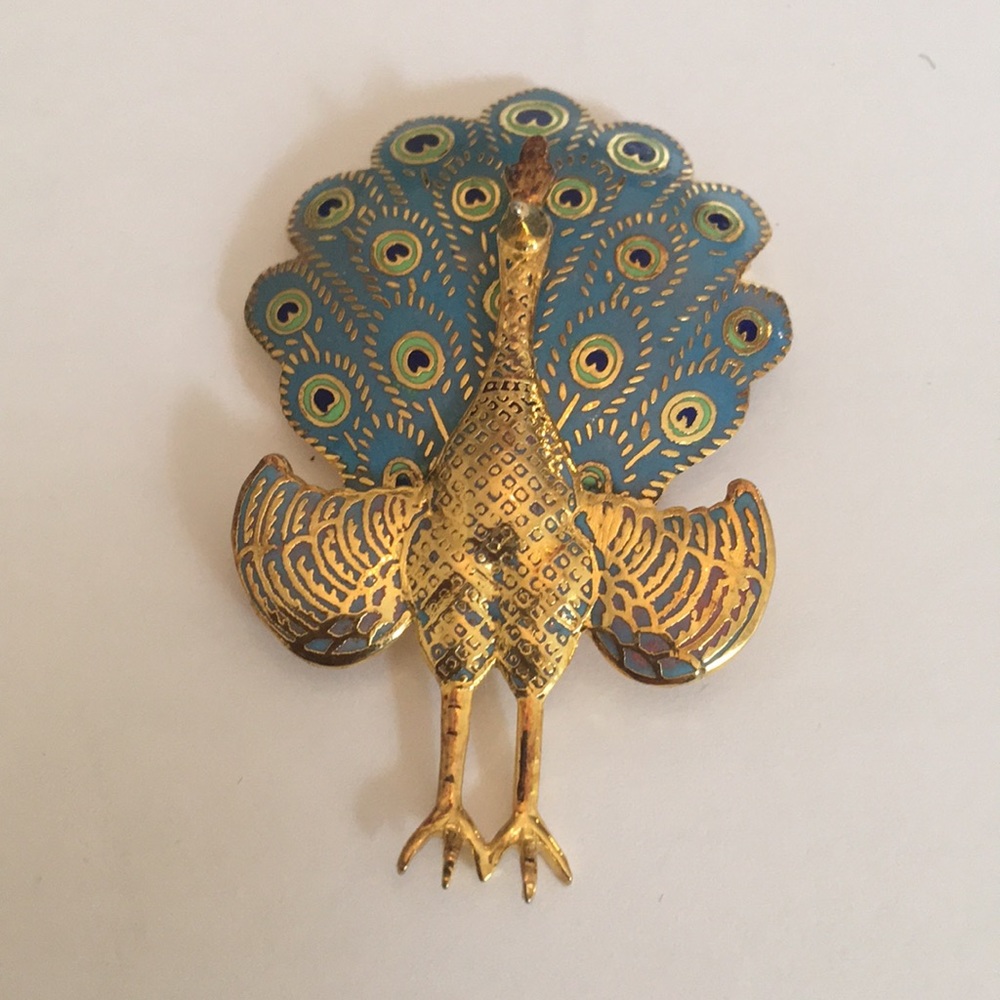 Rare 3D Peacock brooch